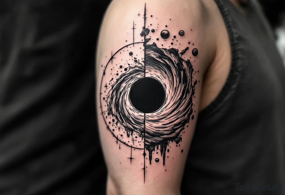 2 different worlds on each side of a black hole. tattoo idea