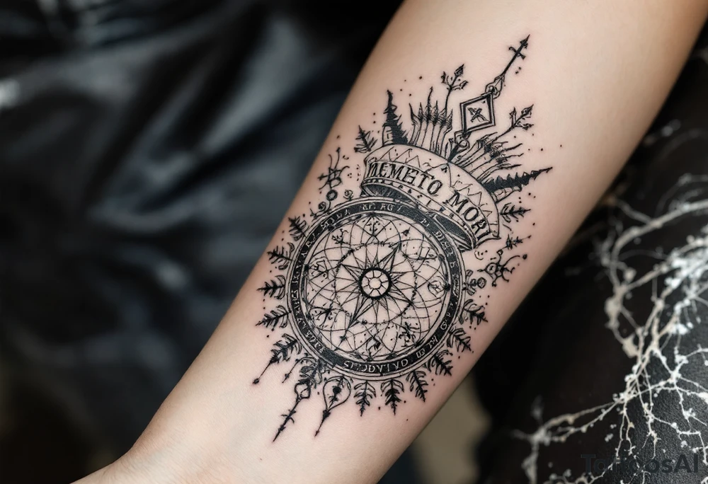 un tatuaje que refleje los principios del estoicismo: "memento mori" "amor fati" "apatheia" "Fateri Errata" "Sympatheia" "Neutrum moralis" "Phroairesis" "Circulus Virtuoso" tattoo idea