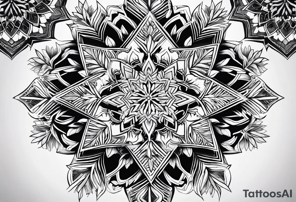 Aggressive Snowflake mandala tattoo idea