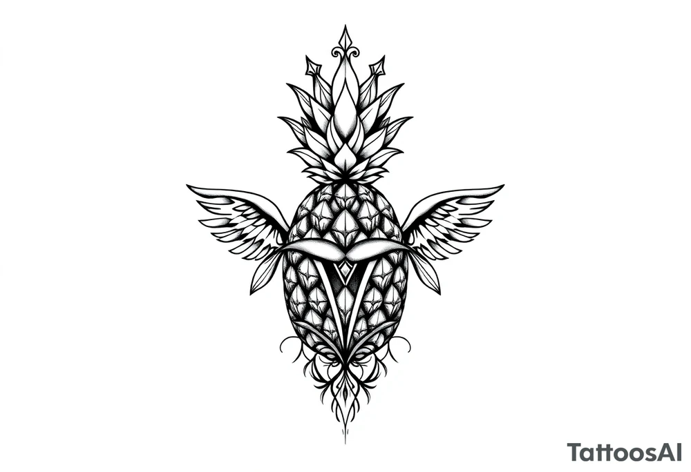 Majestic ,crown pineapple vagina and anus tattoo idea