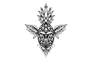 Majestic ,crown pineapple vagina and anus tattoo idea