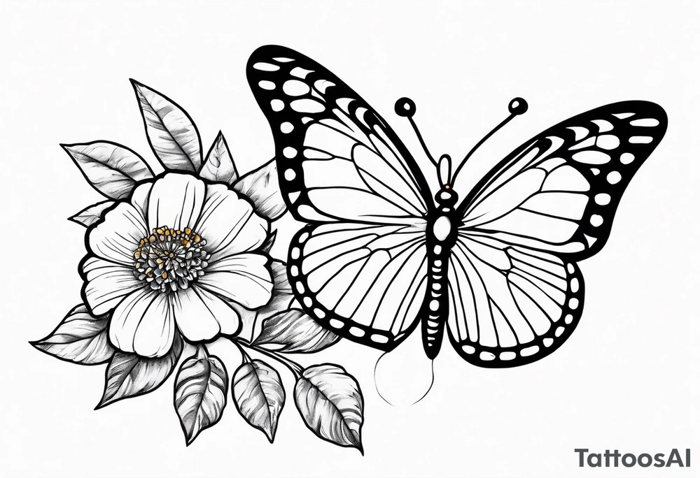 Small Butterfly with marigolds on a vine tattoo idea