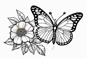 Small Butterfly with marigolds on a vine tattoo idea