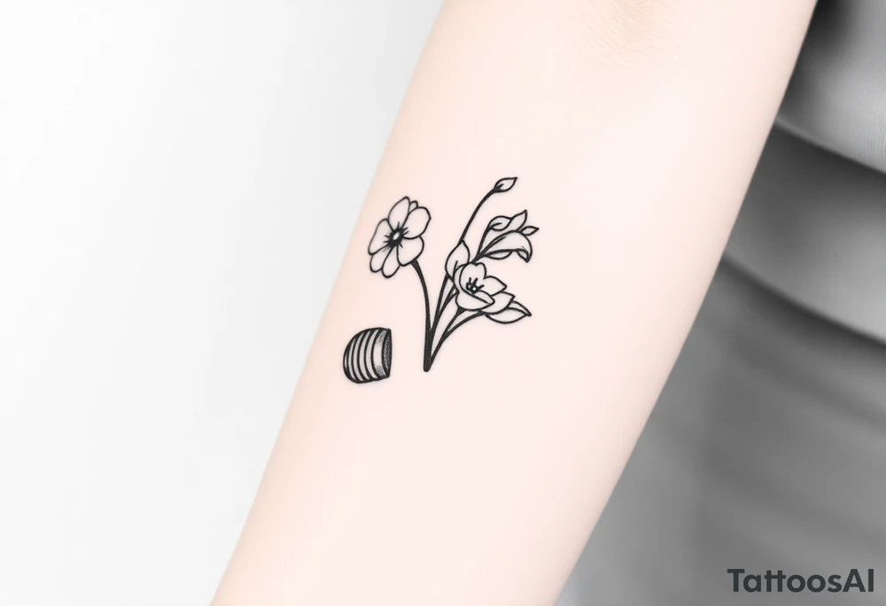 Star Wars Lightsaber handle with a daisy, morning glory, and lily of the valley in it tattoo idea