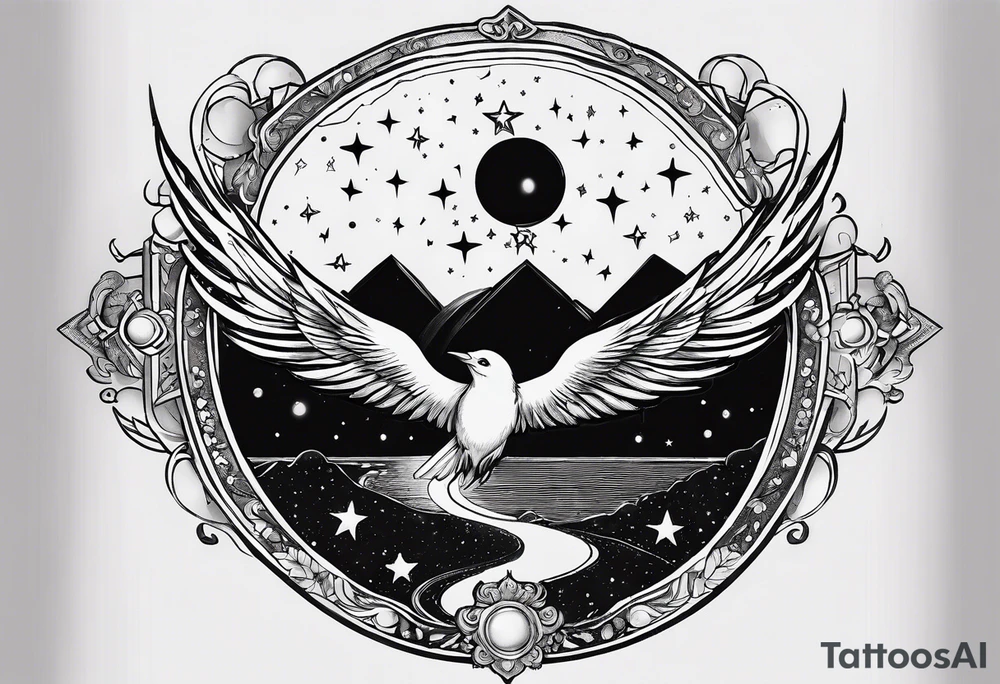 I want a crest moon and then dainty stars going from the moon down to the right and connecting with a Saturn tattoo idea