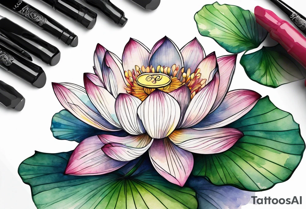 lotus flower with thin lines tattoo idea
