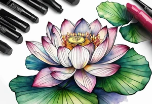 lotus flower with thin lines tattoo idea