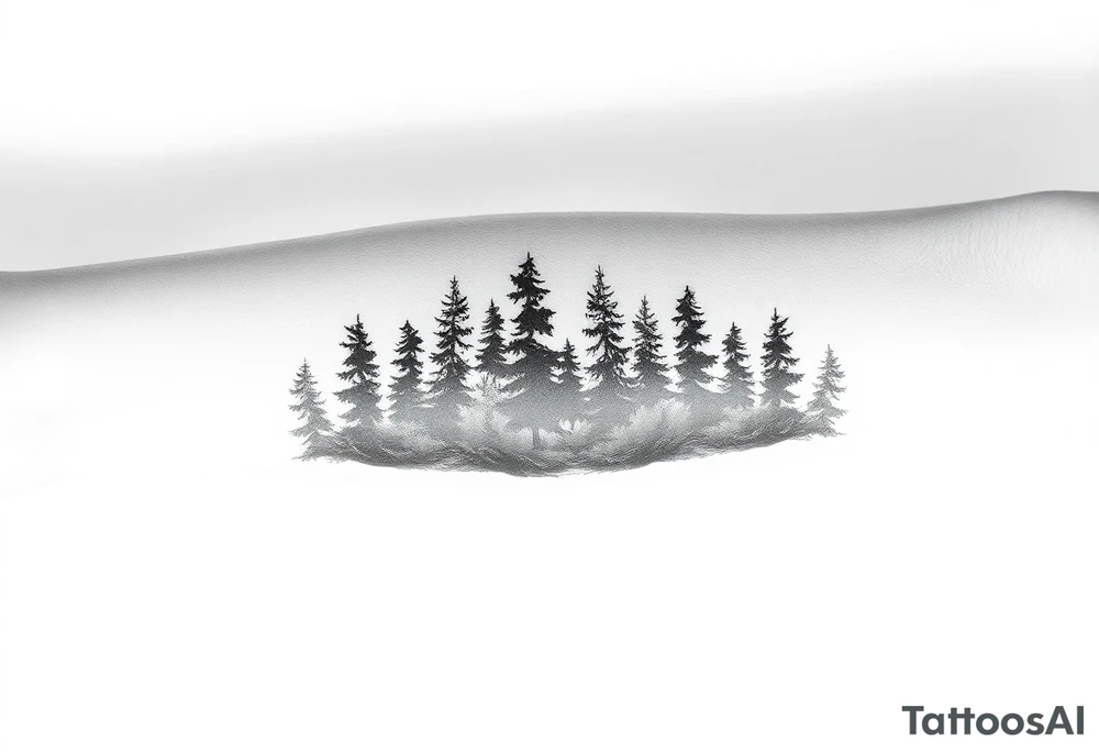 Coniferouse forest silhouette around the forearm a tattoo tattoo idea Coniferouse forest silhouette around the forearm a tattoo tattoo idea