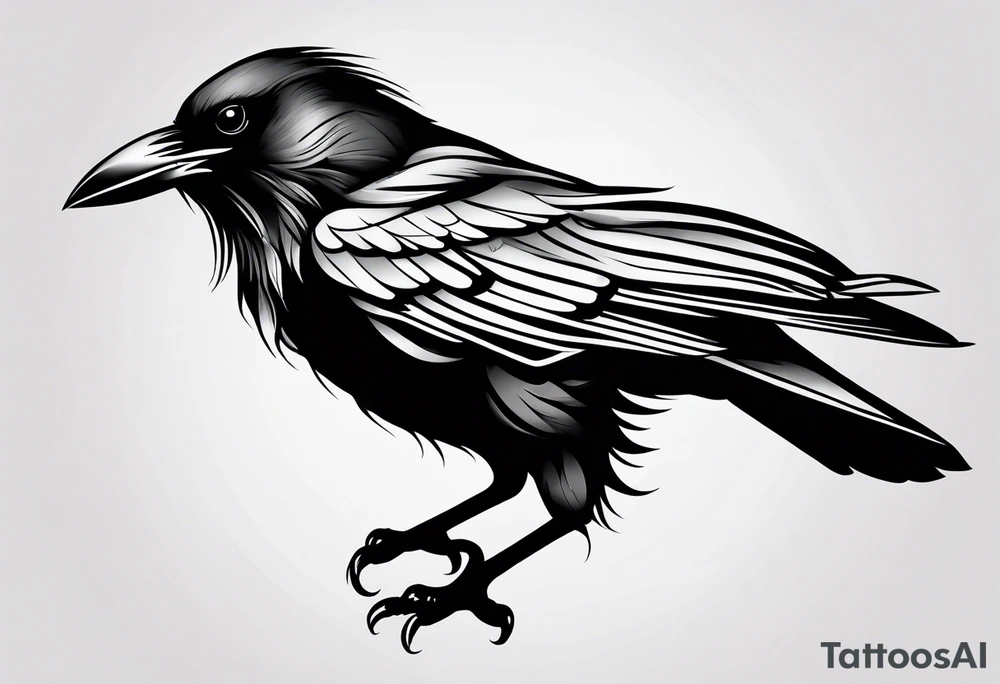 simple crow tattoo line artwork tattoo idea