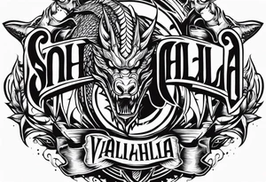 Valhalla sword dragon head axe tattoo idea