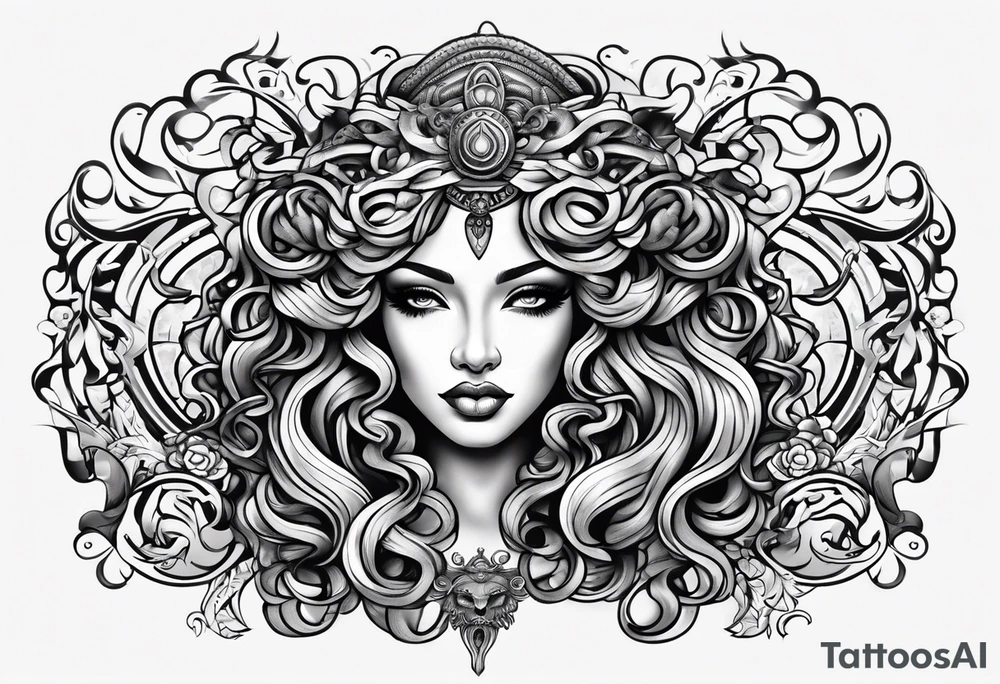 Medusa in chicano stijl tattoo idea