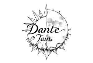 The name "Dante" in the sun and the name "Taiga" in the moon tattoo idea