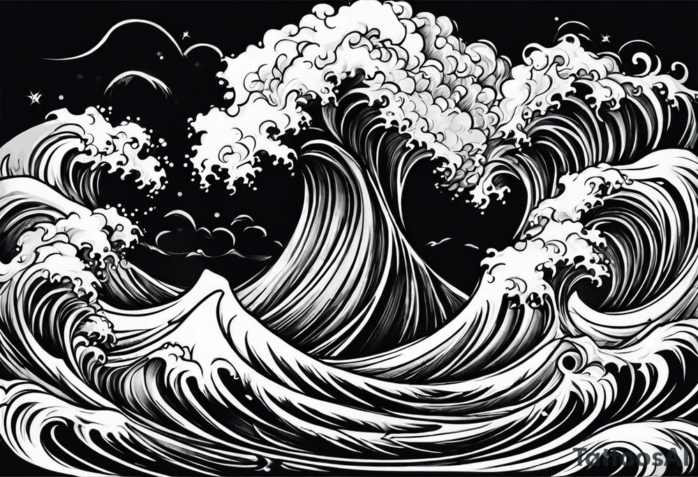 stormy sea waves tattoo idea
