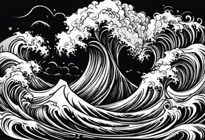 stormy sea waves tattoo idea