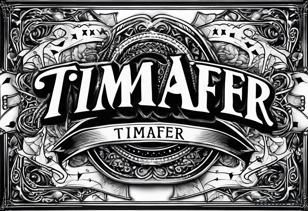 “Timafer” words with deck of cards and magic tattoo idea