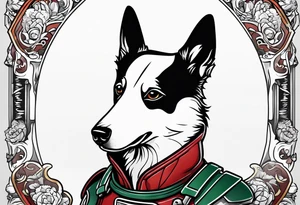 American Eskimo dog, dressed like boba fett tattoo idea