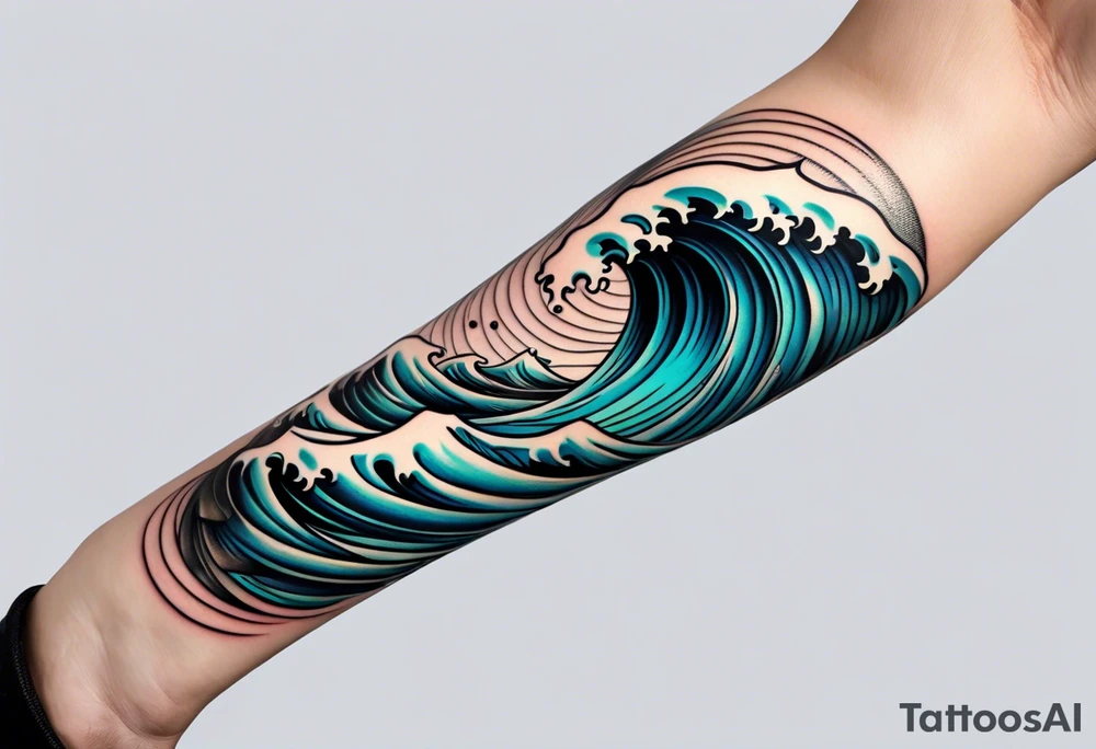 simple wave for outside forearm tattoo idea