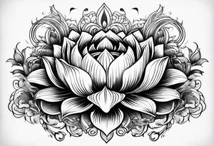 one tattoo that combines lotus flower, phoenix and helix tattoo idea