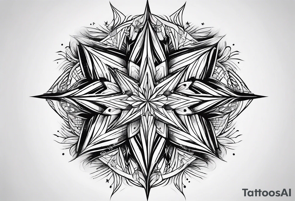 abstract line shaped star tattoo idea