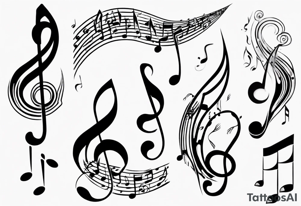 music note negative tattoo idea