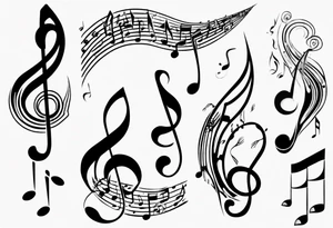 music note negative tattoo idea