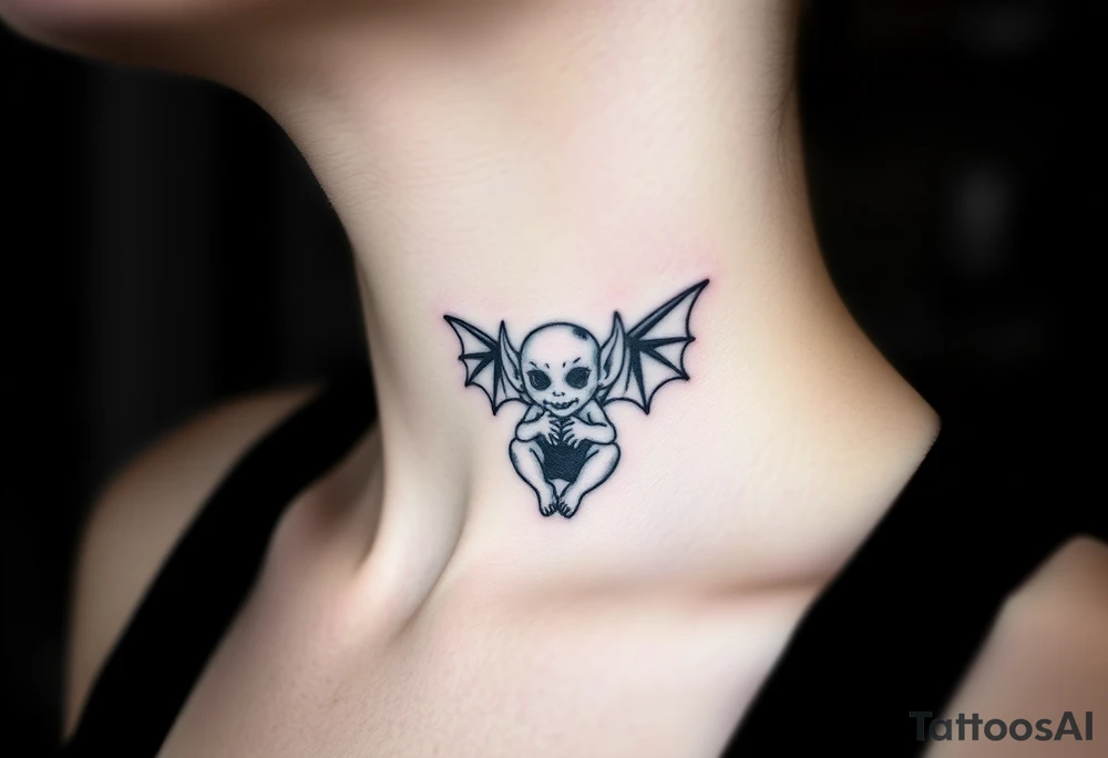 Tiny goblin with wings tattoo idea
