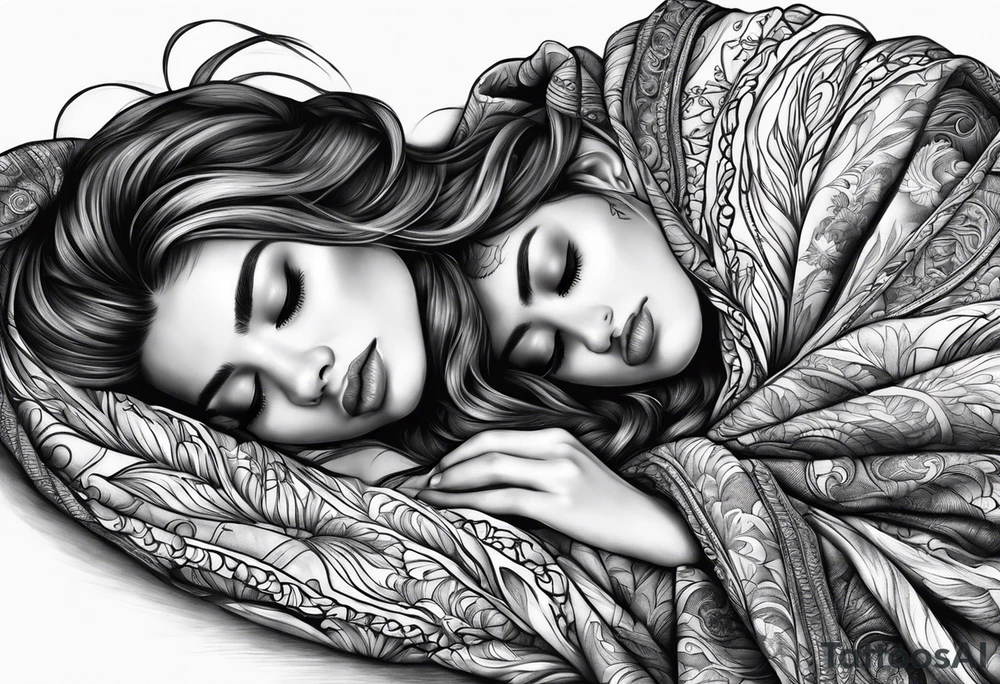 girl sleeping in blanket tattoo idea