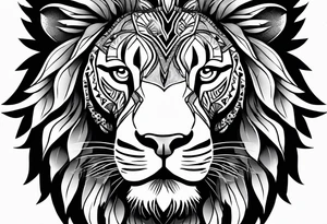 Africa continent shape with a detailed roaring lion face filling the inside tattoo idea