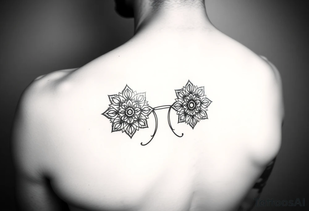 Half arm sleeve - single kidney made of two mandala / geometric designa tattoo idea
