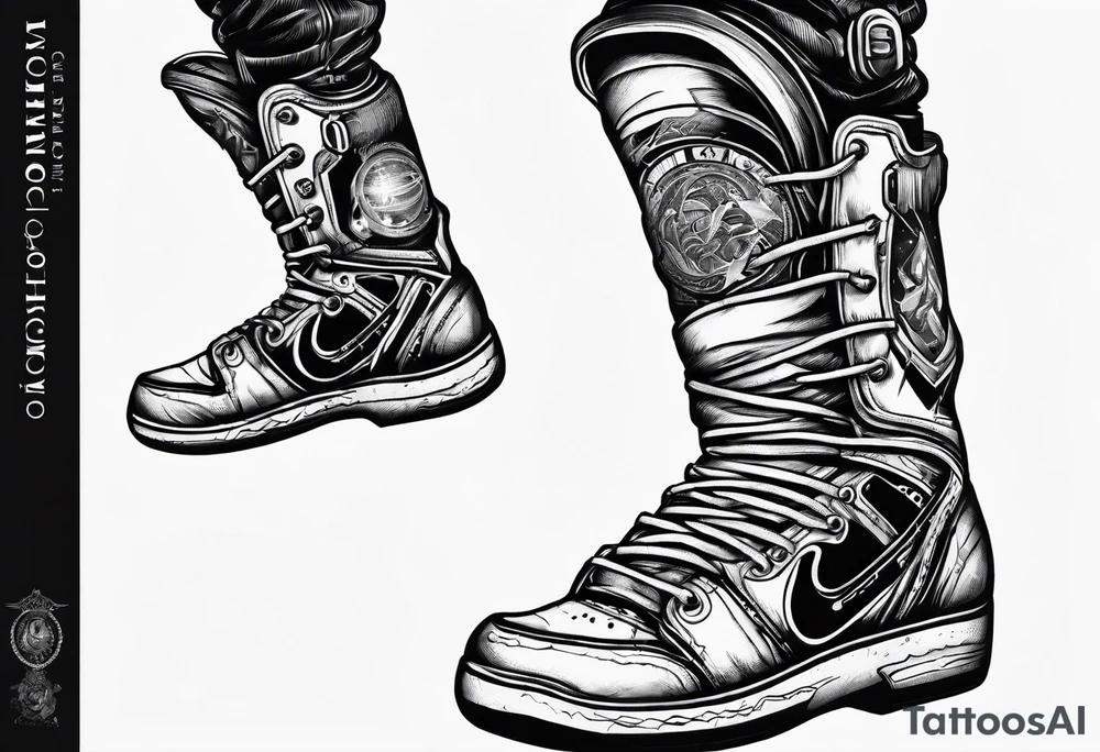standing astronaut legs and feet tattoo idea