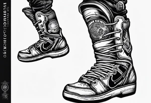 standing astronaut legs and feet tattoo idea