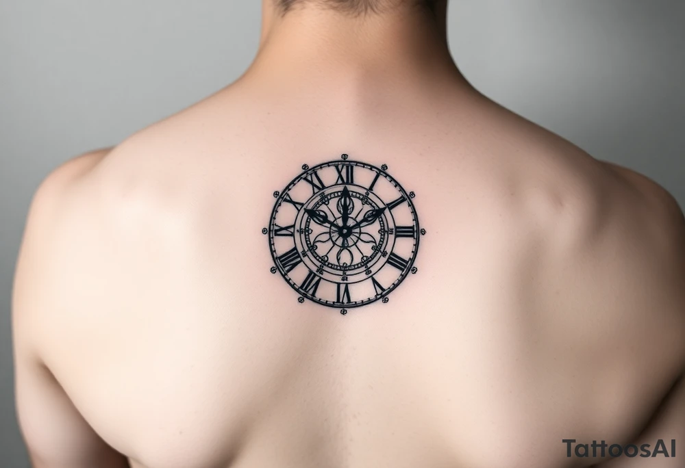 vintage roman numerals within ornate clockwork mechanism tattoo idea