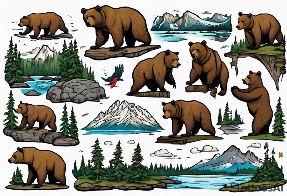 British Columbia landscape inside of a bear tattoo idea