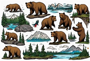 British Columbia landscape inside of a bear tattoo idea