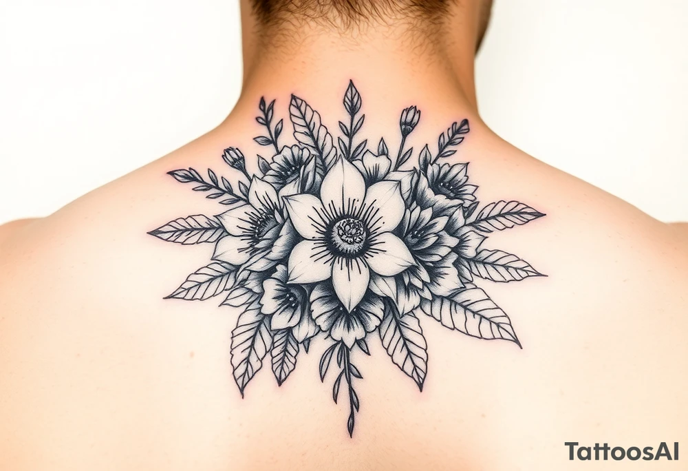 Bouquet march April may July September and October birth flowers tattoo idea