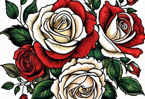 old school roses, highly detailed tattoo idea