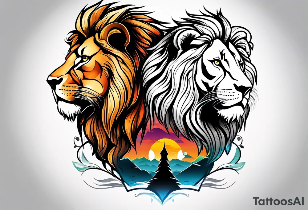 Lion and lioness with august 17 & 18 tattoo idea