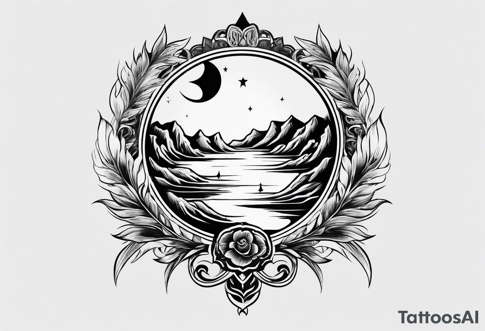 Small crest moon empty tattoo idea
