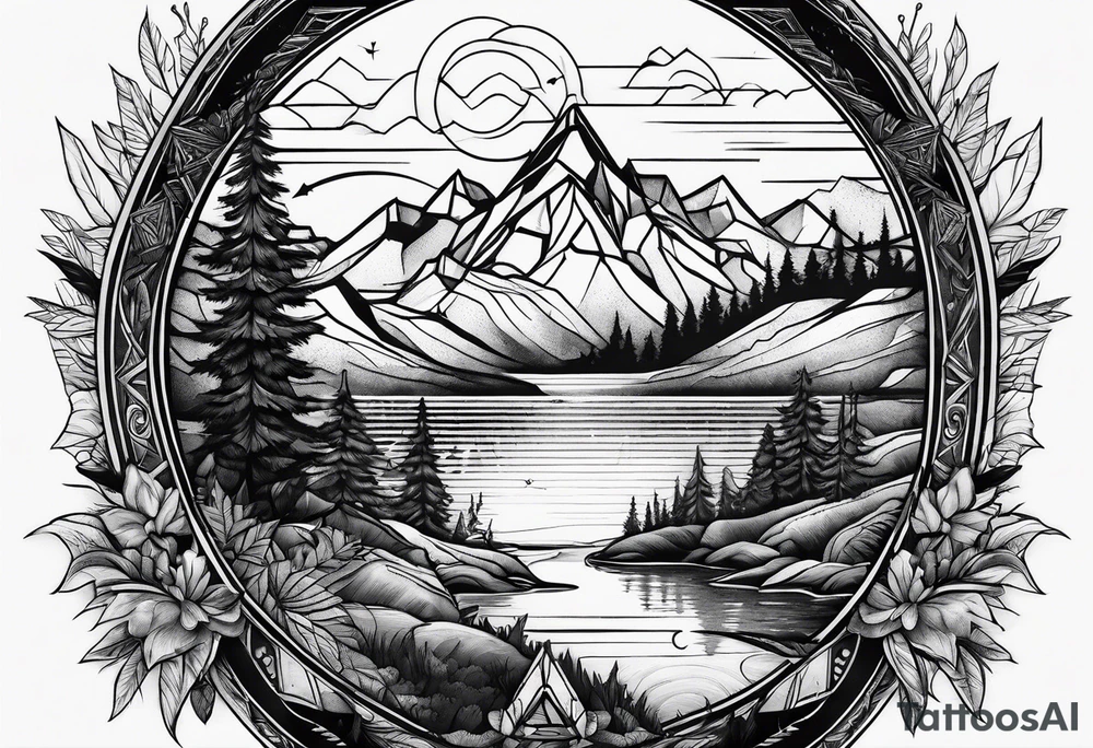 Wilderness mountains tattoo idea