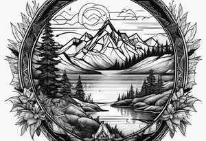 Wilderness mountains tattoo idea