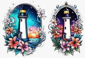 Flowers 
Galaxy
Ocean
Stars 
Lighthouse tattoo idea