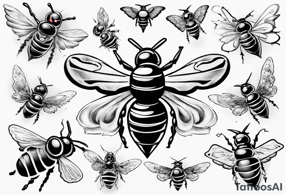 comic biene im flug tattoo idea