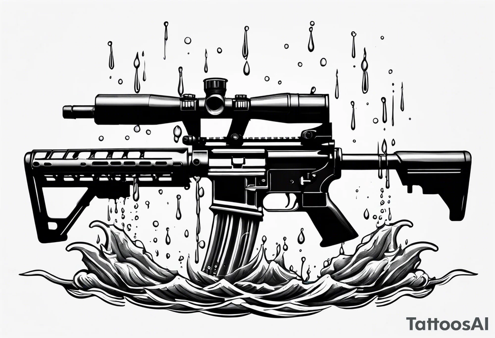 AR-15 With water and stuff dripping off of it tattoo idea