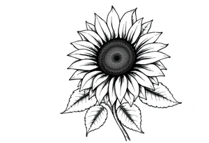 Sunflower with stem and leaves tattoo idea