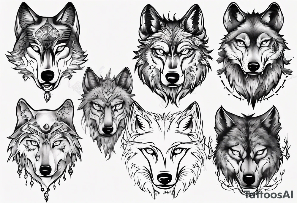 wolf with frozen eyes tattoo idea