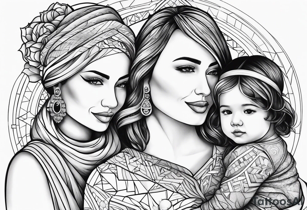 mother, father and daughter tattoo idea