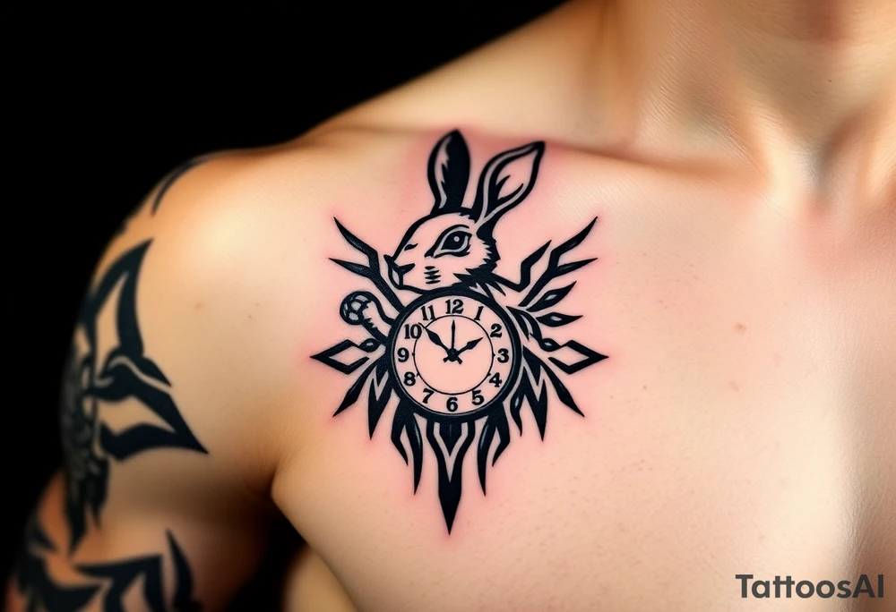 Rabbit with a Clock tattoo idea