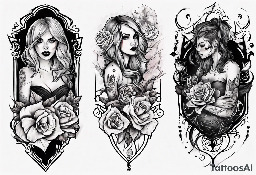 Female forearm, daughter, son, not Gothic tattoo idea