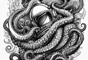 Space man fighting octopus tattoo idea