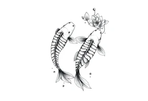 2 koi swimming upstream with tiger lily’s tattoo idea